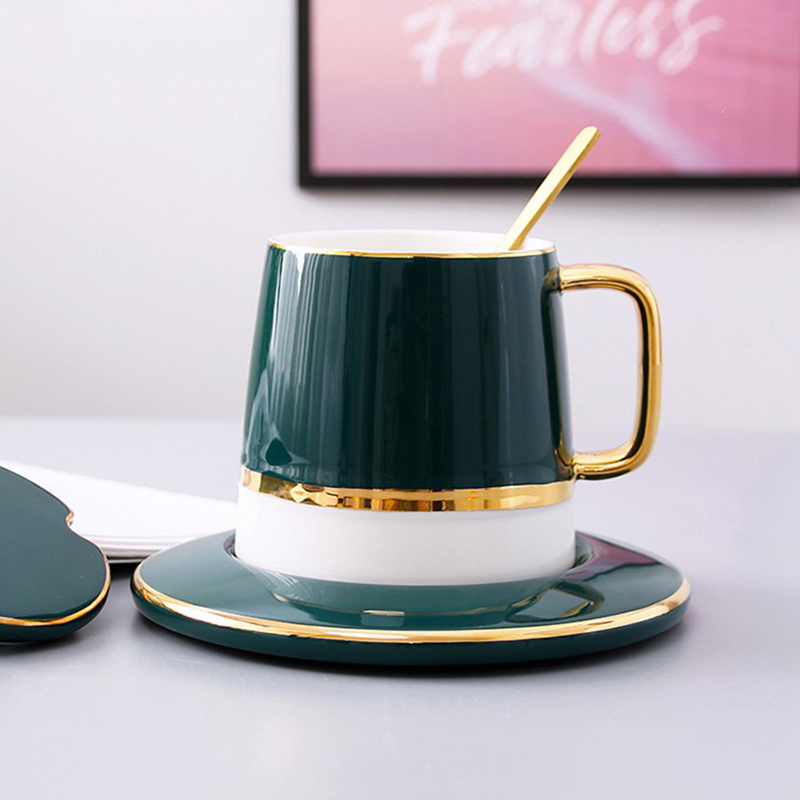 Set ly trà gốm sứ cao cấp kèm thìa và hộp đựng sang trọng