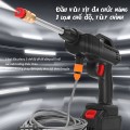 Máy rửa xe mini 2 pin sạc cao cấp áp lực nước mạnh