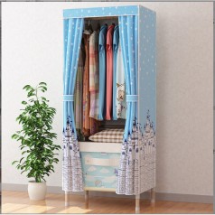 Tủ vải khung gỗ bọc nhựa chống ẩm mốc, chắc chắn tiện lợi loại 1 buồng, Màu xanh