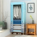 Tủ vải khung gỗ bọc nhựa chống ẩm mốc, chắc chắn tiện lợi loại 1 buồng, Màu xanh
