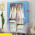 Tủ vải đựng quần áo, khung gỗ chống mọt, kệ đựng đồ chắc chắn loại 2 buồng, Màu hồng