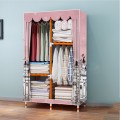 Tủ vải đựng quần áo, khung gỗ chống mọt, kệ đựng đồ chắc chắn loại 2 buồng, Màu hồng