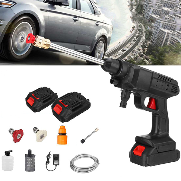 Máy rửa xe mini 2 pin sạc cao cấp áp lực nước mạnh