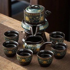Bộ ấm chén pha trà cối xay trà đạo men gốm cao cấp , Hoa văn