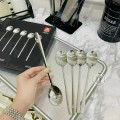 Hộp 5 thìa inox cán dài thiết kế cao cấp