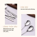 Hộp 5 thìa inox cán dài thiết kế cao cấp