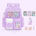 Balo học sinh chống gù giảm gánh nặng chống nước cao cấp, Màu hồng - Nhỏ: 38 * 26 * 18cm (cho 1-2 lớp)