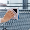 Dụng cụ lau kính 2 mặt hít nam châm tam giác tặng kèm bông lau, Kính dày từ 3 - 8 mm	