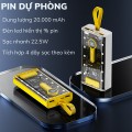 Pin sạc dự phòng 20.000mAh trong suốt hỗ trợ sạc nhanh tích hợp đèn led