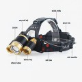 Đèn pin siêu sáng đội đầu 3 pha zoom xa gần