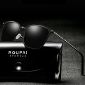 Kính mát nam Roupai phân cực bảo vệ mắt, Mắt đen-Gọng vàng