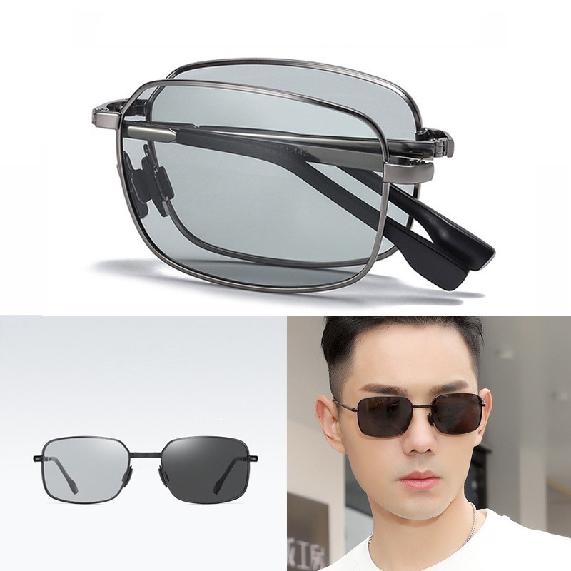 Kính mát nam phân cực mặt vuông gấp gọn tiện lợi