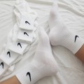 Tất vớ thể thao nam nữ hàng dệt kim cao cấp (Set 5 đôi), Màu trắng - Cổ cao