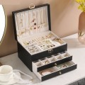 Hộp da đựng trang sức và phụ kiện 3 tầng nhỏ gọn cao cấp, Màu trắng
