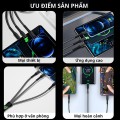 Cáp sạc 3 đầu sạc nhanh 100W dùng được cùng lúc nhiều thiết bị