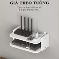 Kệ wifi treo tường 2 tầng không cần khoan chất liệu gỗ cao cấp, KT 35x20x14(cm)	