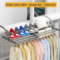 Kệ treo ban công không cần khoan đục có thể kéo rút và gấp gọn, Loại thanh