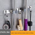Thanh treo tường đa năng loại 3 móc kèm 2 kẹp chổi cao cấp