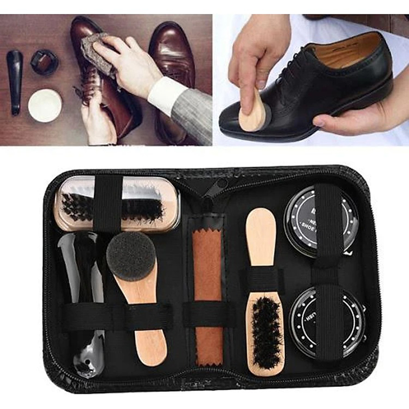 Bộ xi đánh giày 7 món kèm xi đựng trong bao da tiện lợi