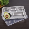 Khay cơm inox 5 ngăn sâu lòng cao cấp, an toàn, không gỉ, Khay không nắp
