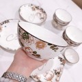 Bộ 20 chén tô dĩa sứ họa tiết Cotton sang trọng