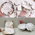 Bộ 20 chén tô dĩa sứ họa tiết Cotton sang trọng