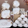 Bộ 20 chén tô dĩa sứ họa tiết Cotton sang trọng