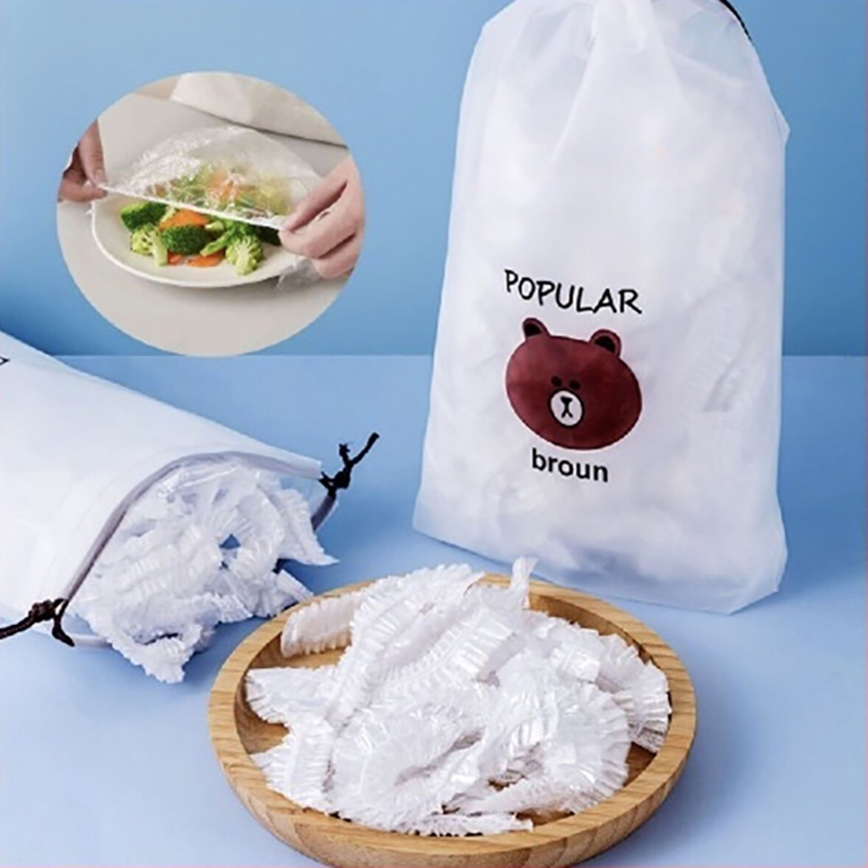 Set 200 túi màng bọc thực phẩm chất liệu PE co giãn có chun siêu dai