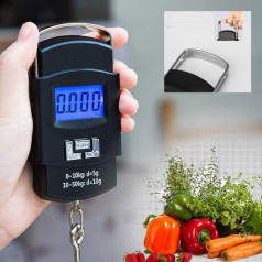 Cân treo điện tử cầm tay mini bỏ có móc treo, màn hình LCD rõ nét