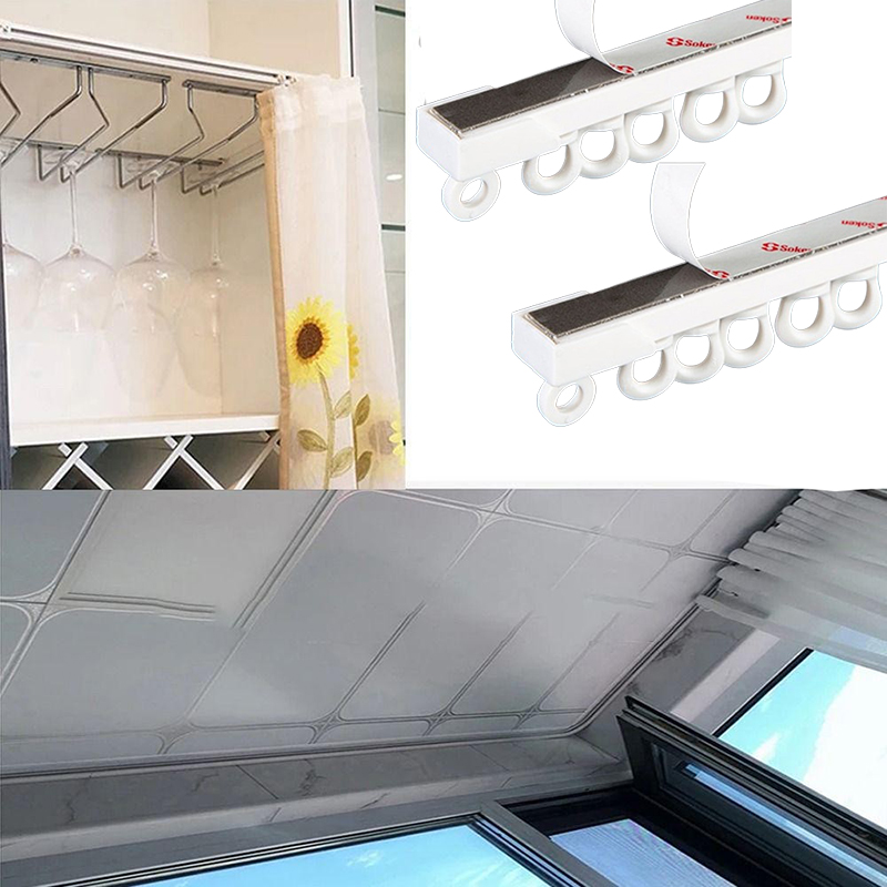 Thanh treo rèm cửa tự dính tiện dụng không cần khoan đục