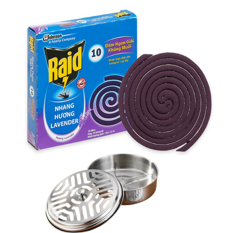 Set 10 khoanh nhang đuổi muỗi hương Lavender kèm khay tiện lợi