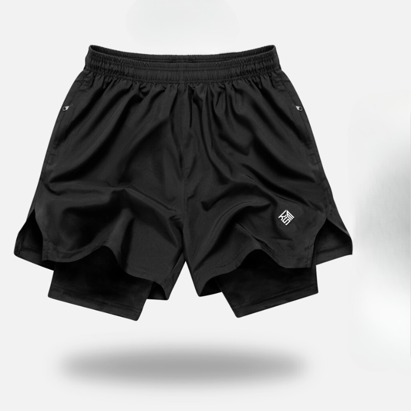 Quần short thể thao nam thoáng khí 2 trong 1 form ngắn trên gối