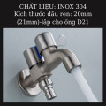 Vòi nước 2 đầu cho máy giặt chia nước thành 2 cổng xả độc lập