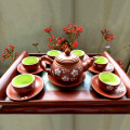 Bộ ấm chén từ sa hoạ tiết hoa đào Bát Tràng 
