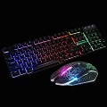 Combo bàn phím và chuột gaming T6 LED 7 màu, Màu đen