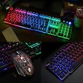 Combo bàn phím và chuột gaming T6 LED 7 màu, Màu đen