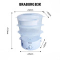 Nồi hấp điện đa năng 3 tầng Braburg 9L