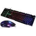 Combo bàn phím và chuột gaming T6 LED 7 màu, Màu đen