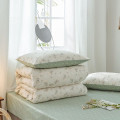 Bộ chăn ga gối hoa cỏ xanh cotton 