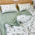 Bộ chăn ga gối hoa cỏ xanh cotton 