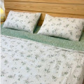 Bộ chăn ga gối hoa cỏ xanh cotton 