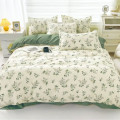 Bộ chăn ga gối hoa cỏ xanh cotton 