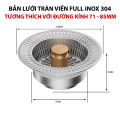 Bộ lọc rác bồn rửa bát inox 304 bảo vệ đường ống, ngăn mùi, Bản lưới tràn viền