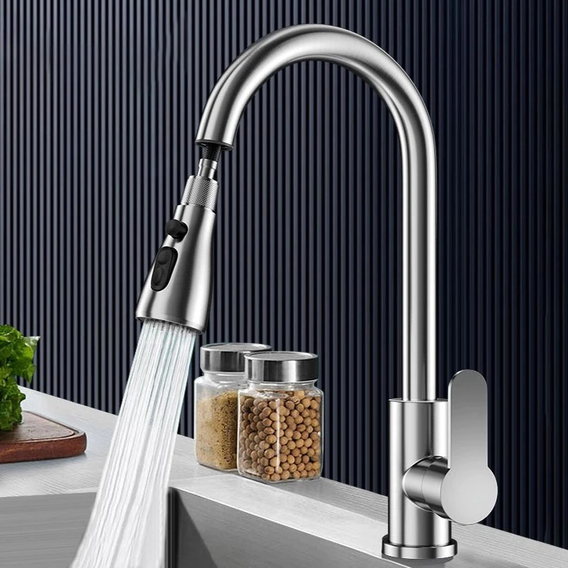 Vòi rửa bát rút dây nóng lạnh xoay 360 độ tiện dụng