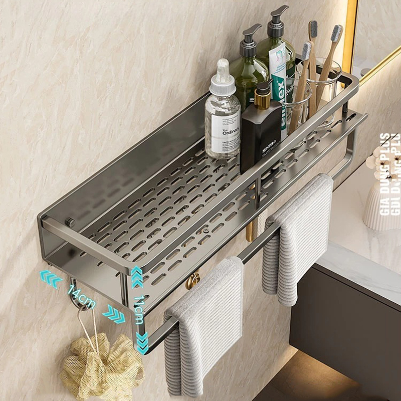 Giá treo tường đựng đồ nhà tắm chất liệu nhôm không gỉ