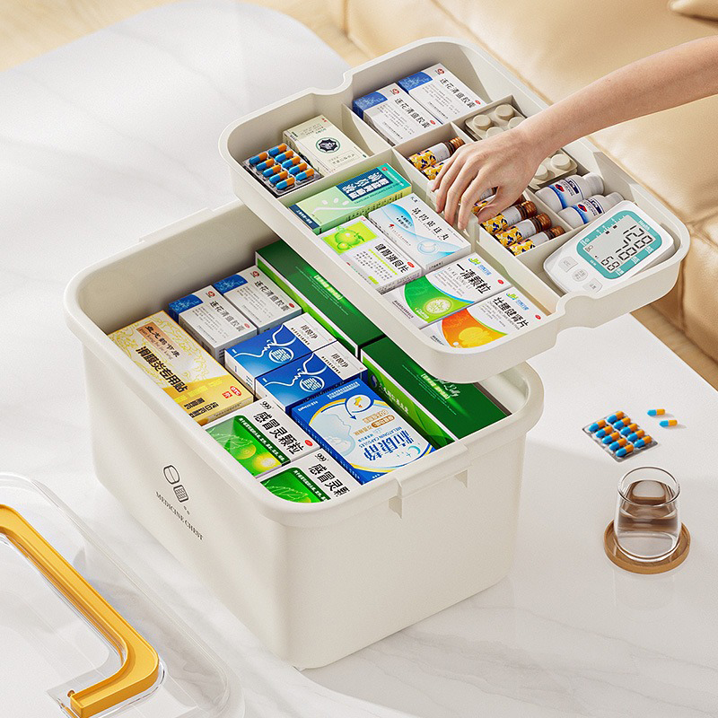 Hộp đựng thuốc y tế gia đình 2 tầng nhiều ngăn tiện lợi