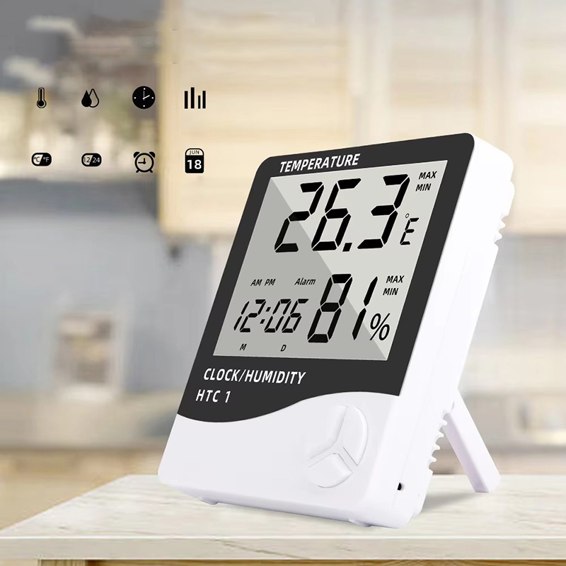 Đồng hồ để bàn kiêm máy đo nhiêt độ độ ẩm trong phòng HTC-1