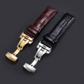 Dây đồng hồ khóa bướm bền đẹp chống gãy dây da, Size 20 - Màu nâu khóa vàng
