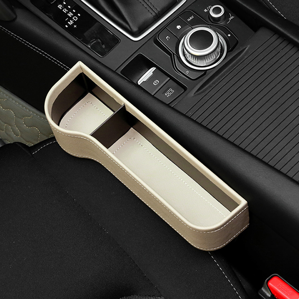 Bộ 2 khay để đồ đa năng nhét khe ghế ô tô bọc da cao cấp 
