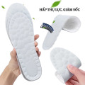 Combo 2 đế lót giày thể thao 4D siêu mềm thoáng khí giúp giảm đau và co giãn, Size 39/40 - Mặt đen - Đệm trắng